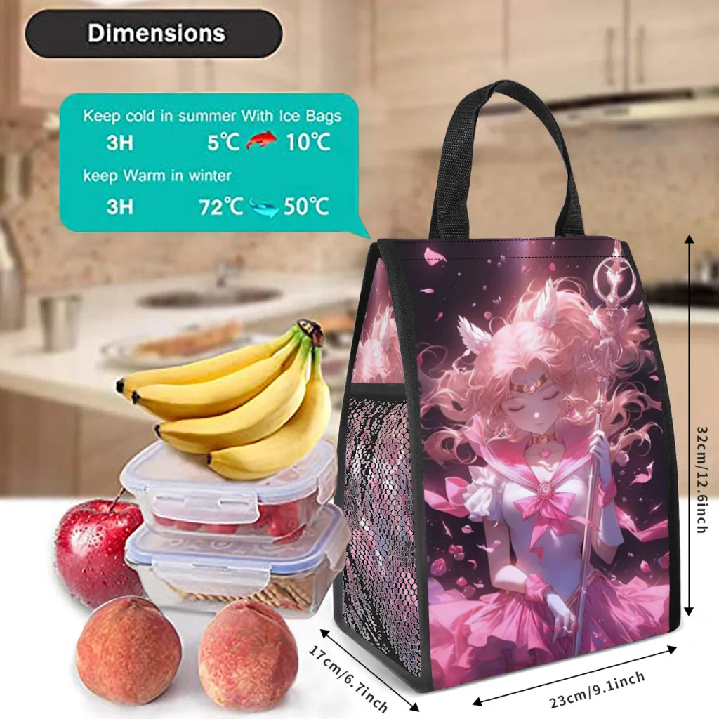 Girls-Sailor- Moon Lunch Bags Girls Large-capacity  Bag Insulated Thermal Portable for Travel Picnic