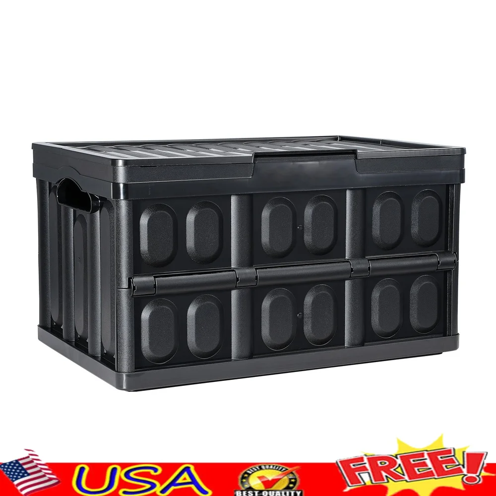 

Collapsible Storage Box with Lid Durable PP Containers Space Saving Storage Bins Heavy Duty Organizer Home Garage Camping 3 Pack