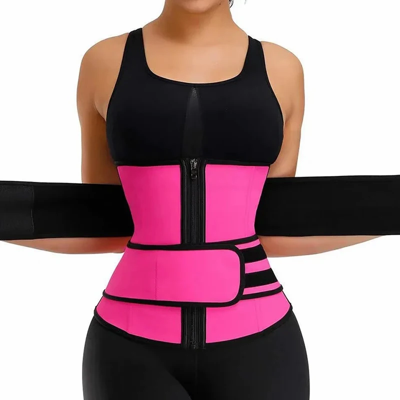 Cross-border WOMEN\'S Zipper Belly Retraction with Neoprene Shapewear New Sweat Belt Fitness Belt