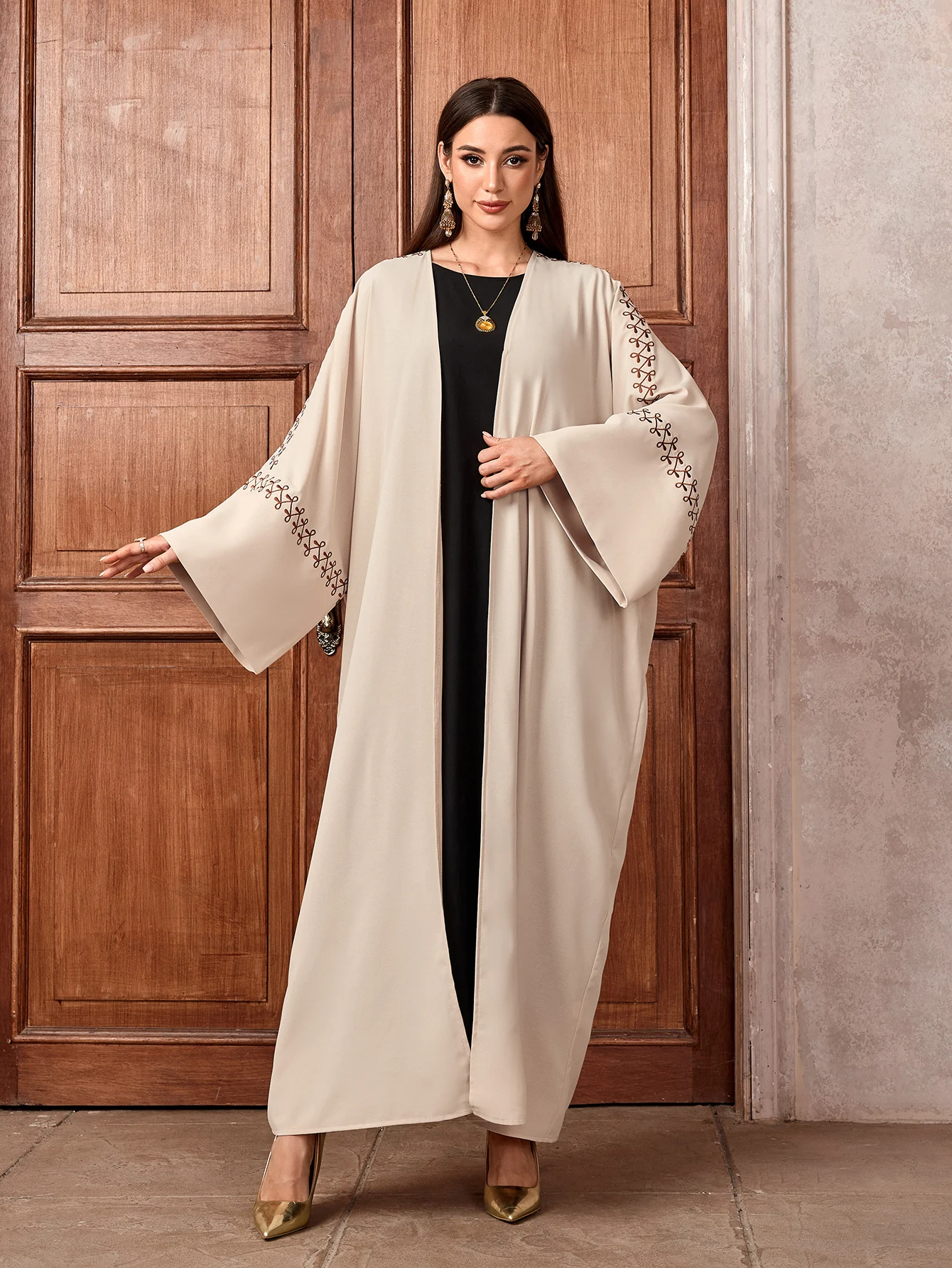 Muzułmańska Abaja elegancki bliski wschód islamski haftowany sweter dla kobiet Eid arabski szyfonowy hidżab turcja skromna sukienka dubaj szata