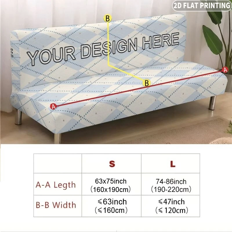 2D FLAT Printing 1pc Custom Elastic Sofa Cover, Personalized Stretch Couch Slipcover with Your Own Photo, Logo or Custom Desig