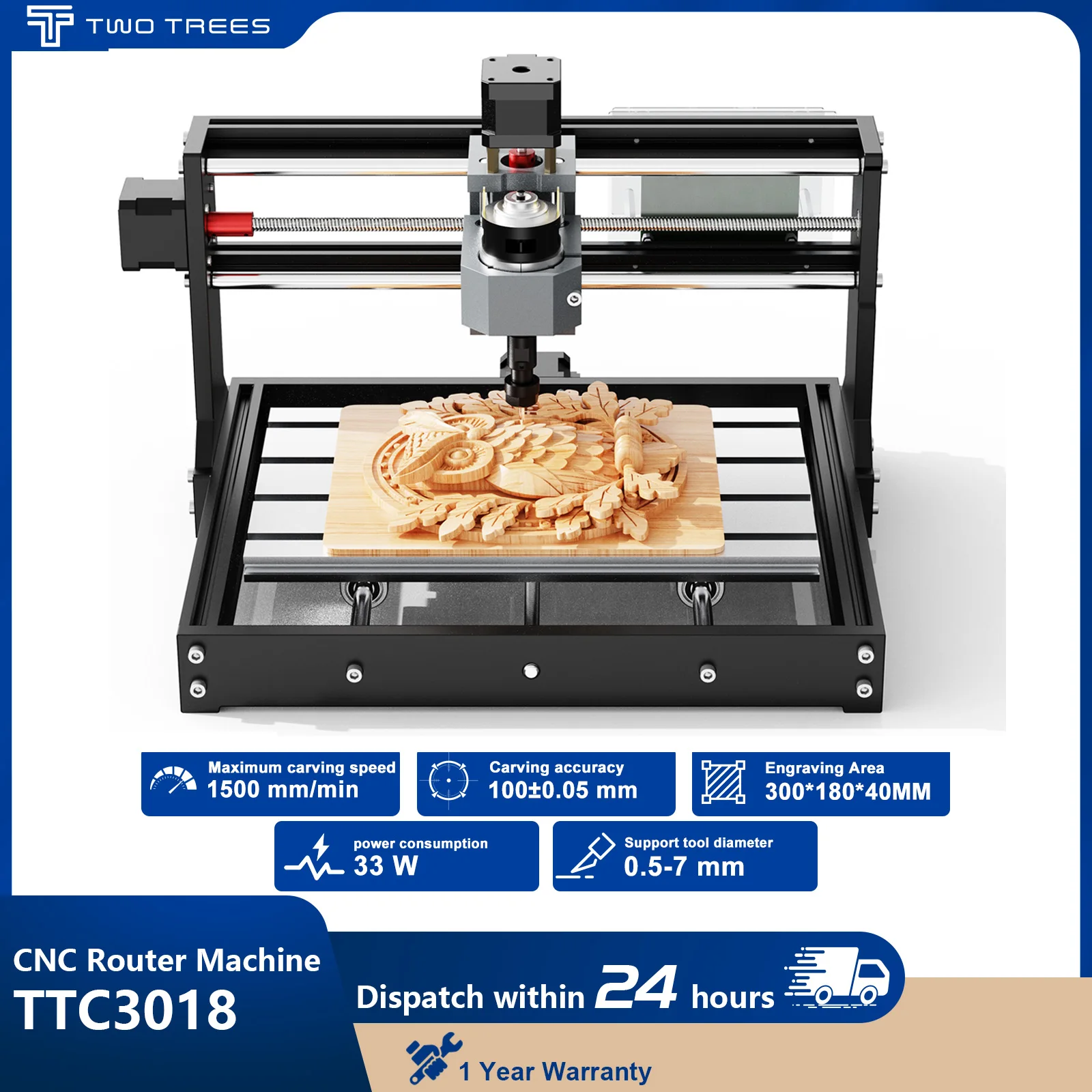

Twotrees CNC Router TTC3018 wood Engraving Machine PCB Milling Machine Grbl Control For cnc 3018 Pro Acrylic Metal PVC Plastic