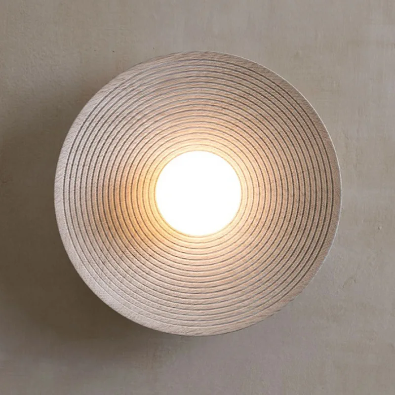 

Indoor Retro Japanese Style Wall Circle Lamp Bedroom Bedside Sconces LivingRoom Dining Room Aisle Decorations Design Lighting