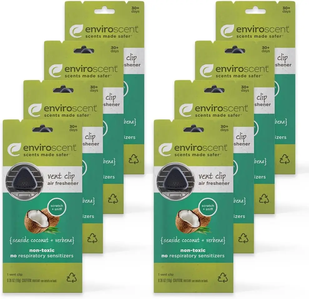 

Долговечные автомобильные освежители воздуха с креплением, 8 штук, аромат кокоса, срок действия более 30 дней каждое.