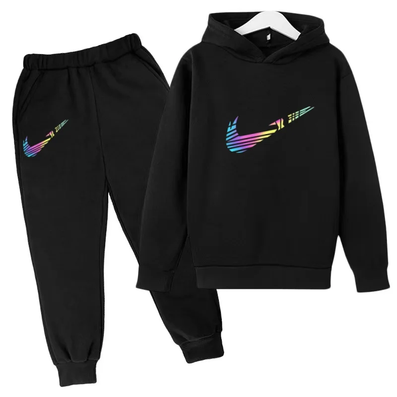 2026 Kinder Hoodie mit Schriftzügen Sportlicher Pullover 3-13 Jahre Mantel Sweatshirt+Hose 2-teiliges Set Jungen Mädchen Kleinkind Kleidung Mode-Set – Detail 9