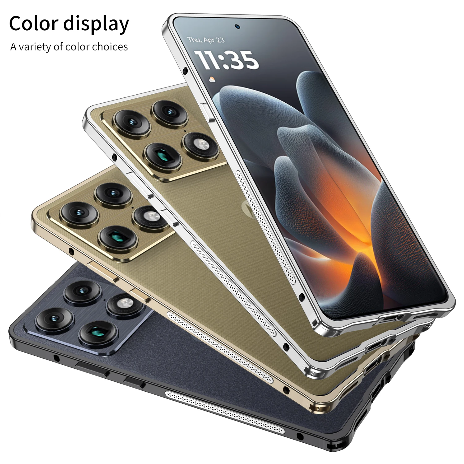 Etui na Motorola Signature MOTO X70 Air Pro, luksusowa ramka ze stopu aluminium, odporne na wstrząsy, odczucie nienagryzalnej skóry, do Motorola Edge70 — zdjęcie produktu 6