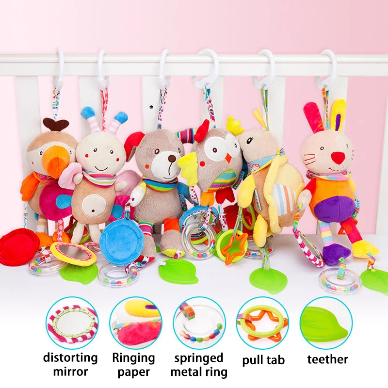 Baby Hanging Rattle Toys Newborn Sensory Hanging Rattles Early Learning Toys Baby Stroller Pendant Wind Chime Soothing Bed Bell