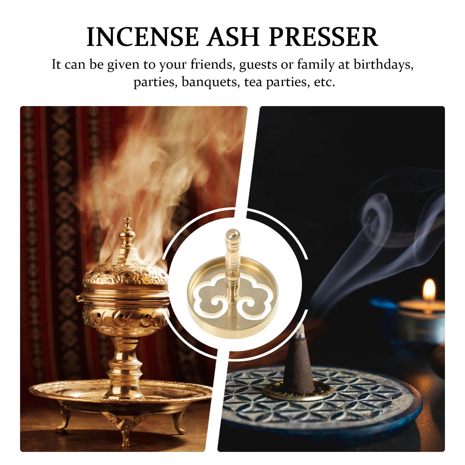 

1Pcs Incense Ash Press Mold Copper Ash Press Tool Delicate Practical Incense Burner Accessory for Study Copper Censer Supply