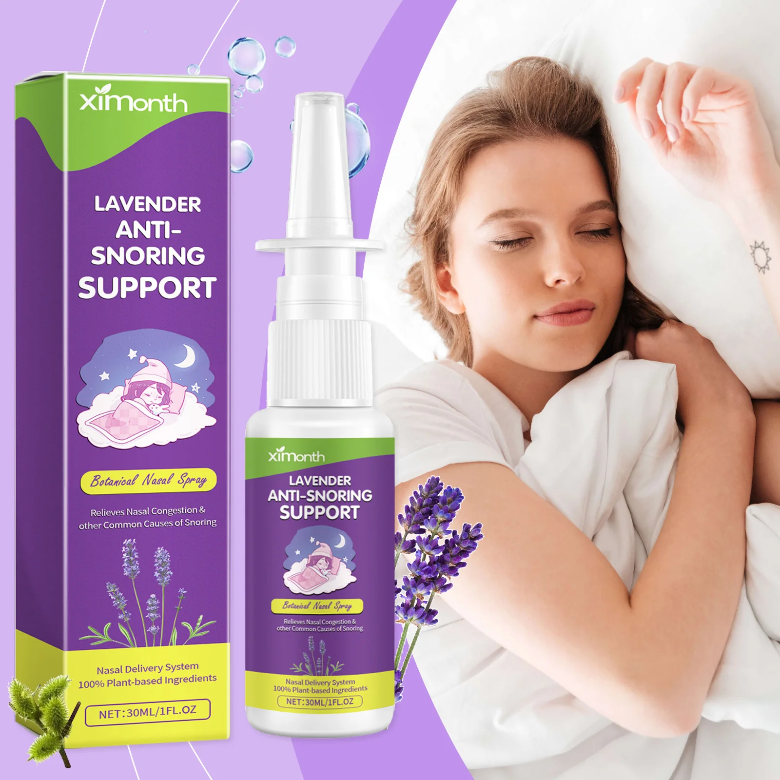 

Ximonth Snoring Treatment Spray Correct Mouth Breathe Breathing Better Improve Nighttime Sleep Aid Fall Asleep Anti Snore Spray