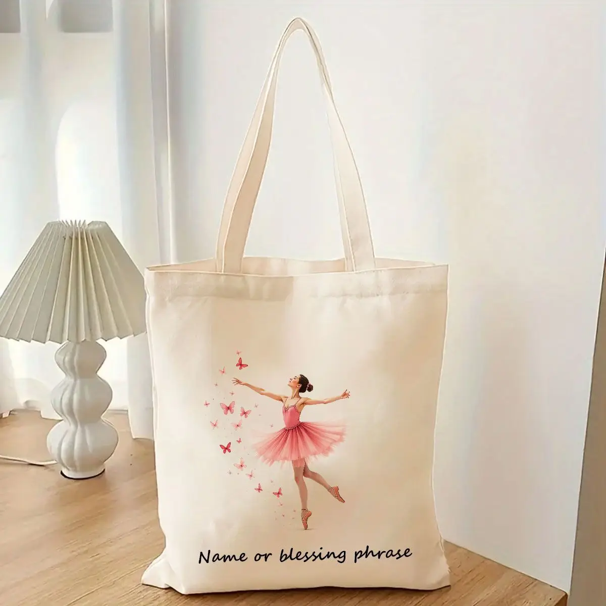 Personalized Name/Text Ballerina Dance Bag Custom Ballet Dancer Gift with Ballerina Tutu Print, Bookbag for School Travel Bags
