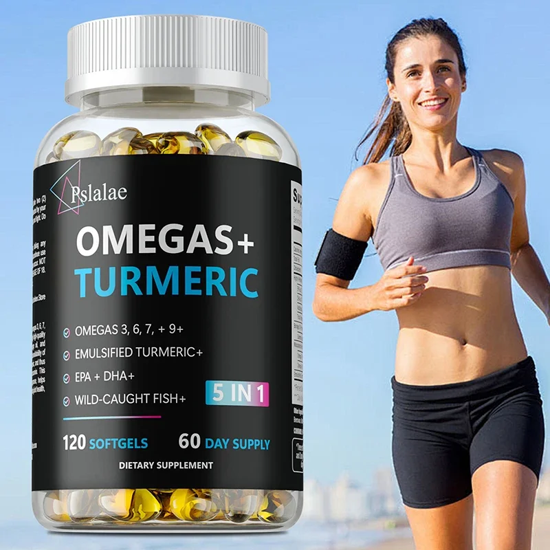 

Omegas+ Turmeric Capsules- with DHA & EPA, To Promote Joint and Bone Health, Brain and Heart, Joint Supports, Antioxidants