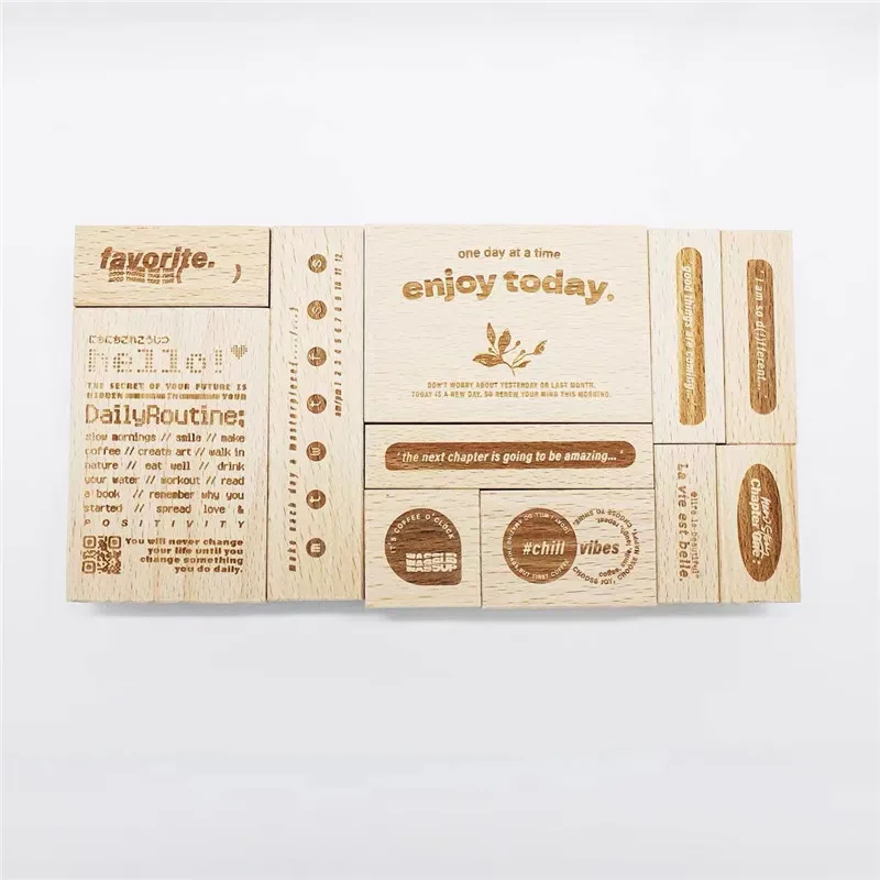 Vinage Casual Attitude English Words Wooden Rubber Stamp for DIY Scrapbooking Photo Album Card Making
