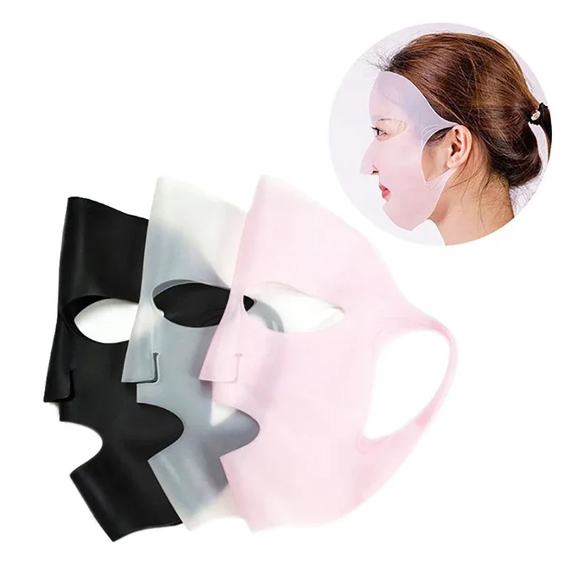 Silicone Face Mask Reusable Moisturizing Lifting Firming Anti Wrinkle V Shape Face Firming Gel Sheet Mask Ear Fixed Skin Care