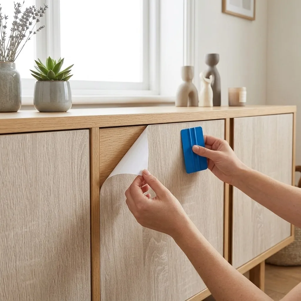 80CM Width Waterproof Self Adhesive Wood Grain Sticker Door Cabinet Desktop Modern Furniture Renovation Peel and Stick Wallpaper
