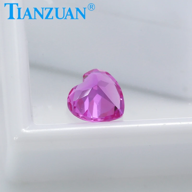 2# Pink Color Heart shape natural cut Artificial Ruby Corundum Stone clear loose stone jewelry making