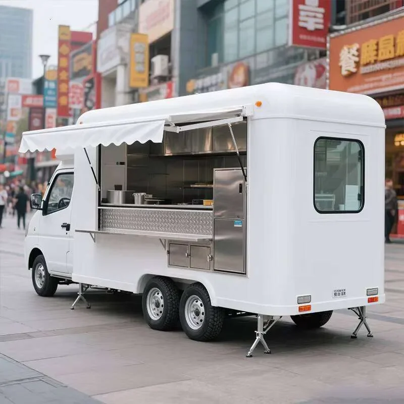Portable Catering Trailer For Outdoor Markets With Pull Out Generator And Large Water Tank For All Day Use