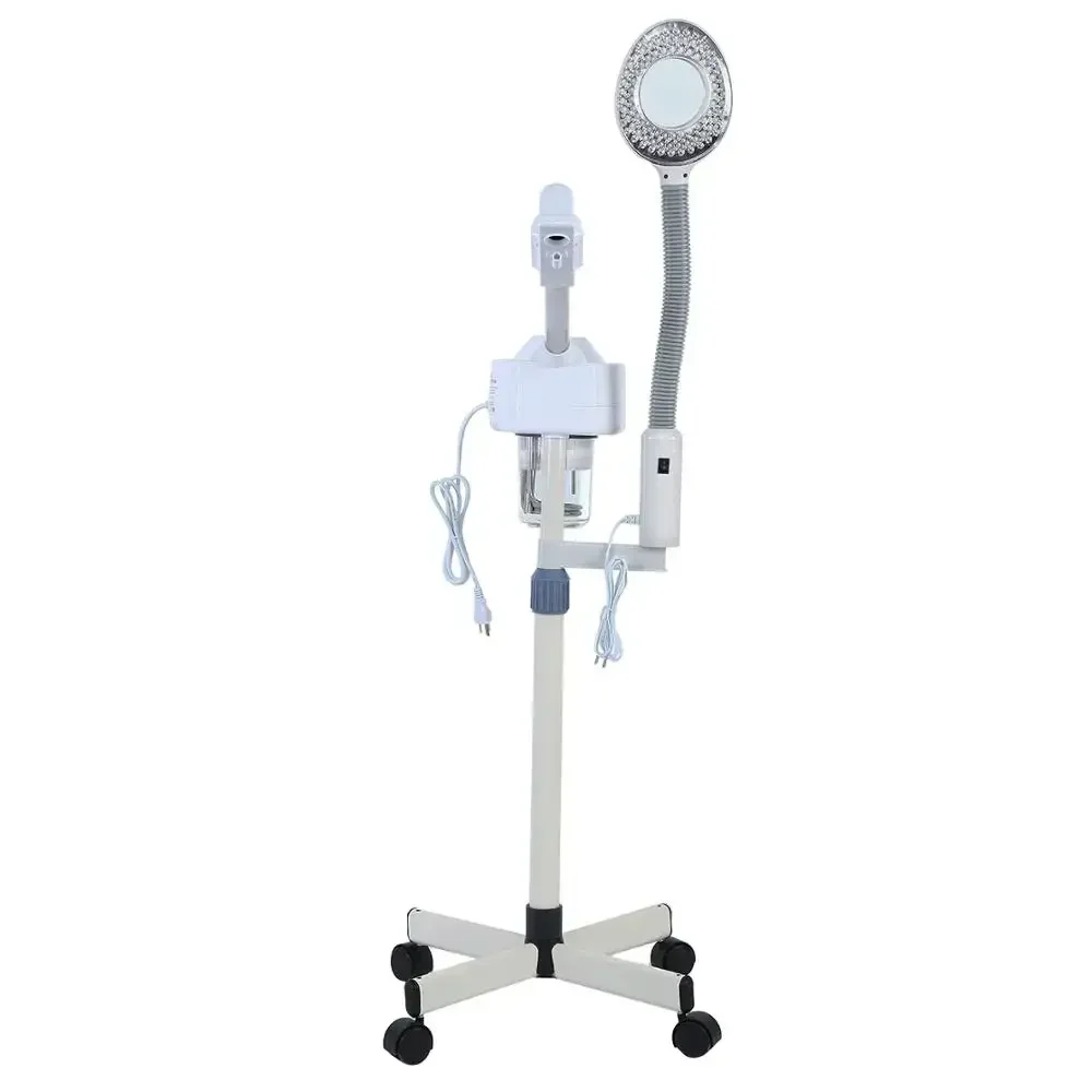 5X Magnifying Lamp Facial Moisturize Whiten Skin Hot Ozone Machine Spa Thermal Spray Floor-mounted Steam With Pulley Face