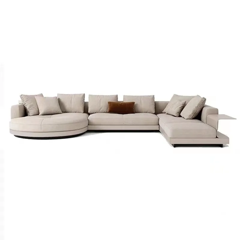 

Large flat-floor designer straight-row corner small apartment cotton and linen round living room sofa