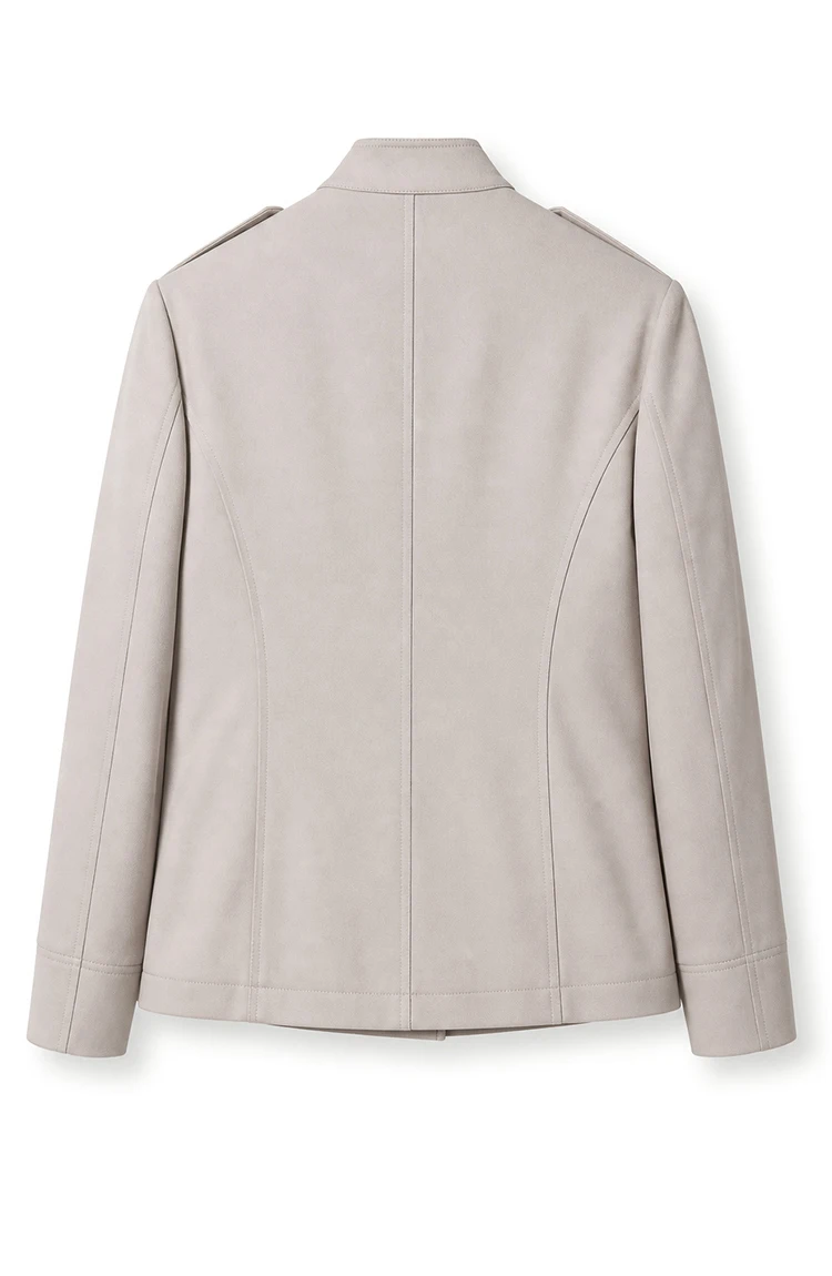 K2540W Luxuriöse Damen-Militärjacke aus Strukturiertem Wollmischgewebe mit Stehkragen, Tailliertem Schnitt und Eleganter Oberbekleidung – Detail 20