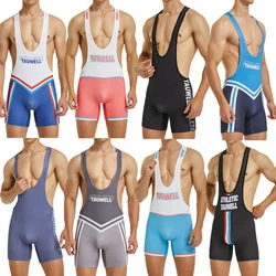 2XL Men Undershirts Leotard Casual Wrestling Singlet Workout Gym Bodysuits Seamless Slip Underwear Jumpsuits Fitness One-piece