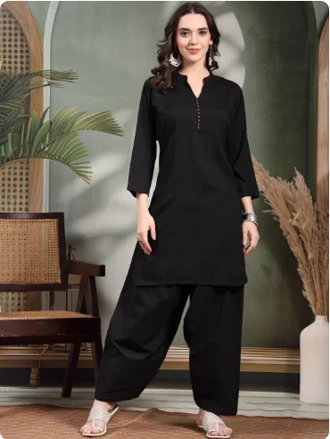 

Indian Women's Ethnic Style 2-piece Pure Cotton Thin Clothing Set