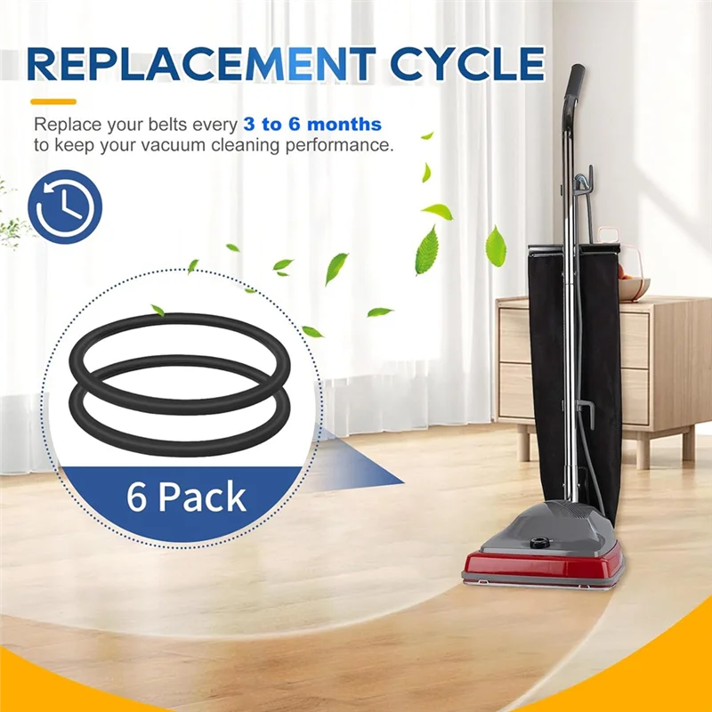 ABBK-6PCS Вакуумный ремень 30563B Круглые ремни для пылесоса Вертикальный вакуумный ремень для пылесоса Sanitaire Eureka Стиль RD