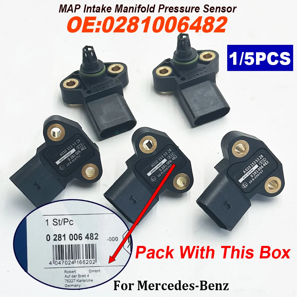 1/5PCS 0281006482 MAP Manifold Air Pressure Sensor 281006482 0281002468 0281006481 0041537028 for MERCEDESS ACTROS MP2 ATEGO