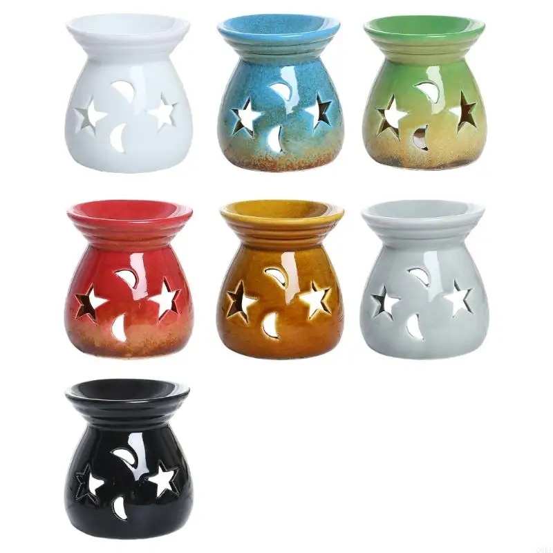 

G6KF Elegant Star Night Designs Ceramic Incenses Holder Essential Oil Burners Enhances Tranquility Atmospheres For Relaxation