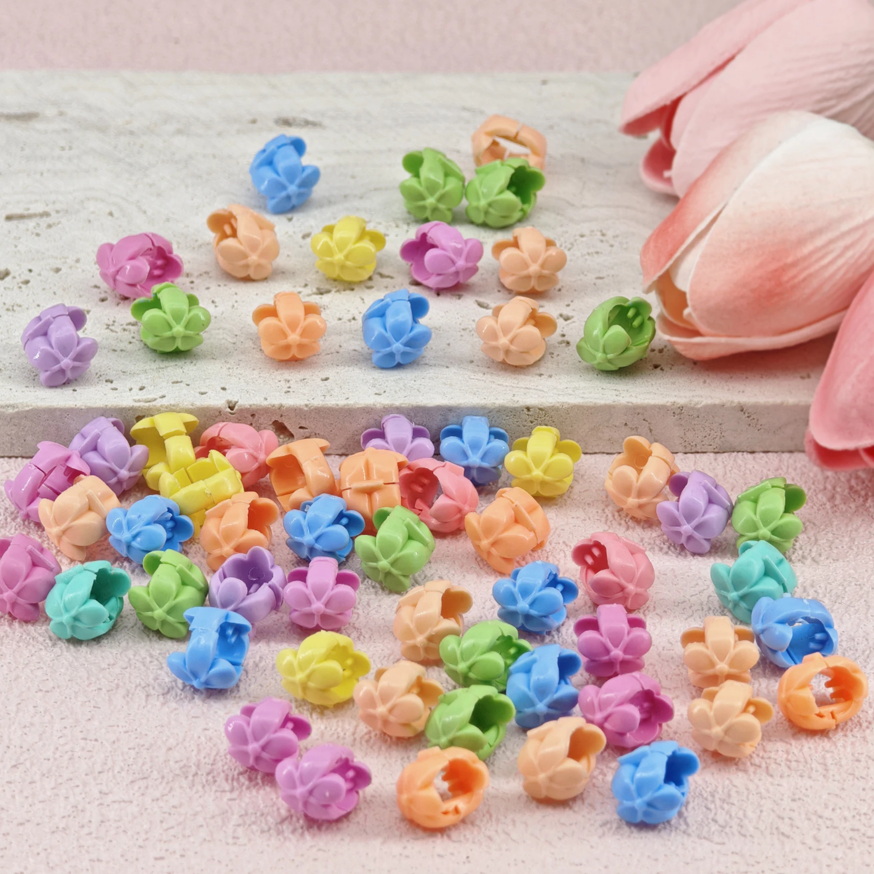 60pcs Hair Braids Beads Headwear Cute Candy Colors Plastic summer  Hair Claw Clips  Hair Accessories Loc Hair Jewelry for Braids