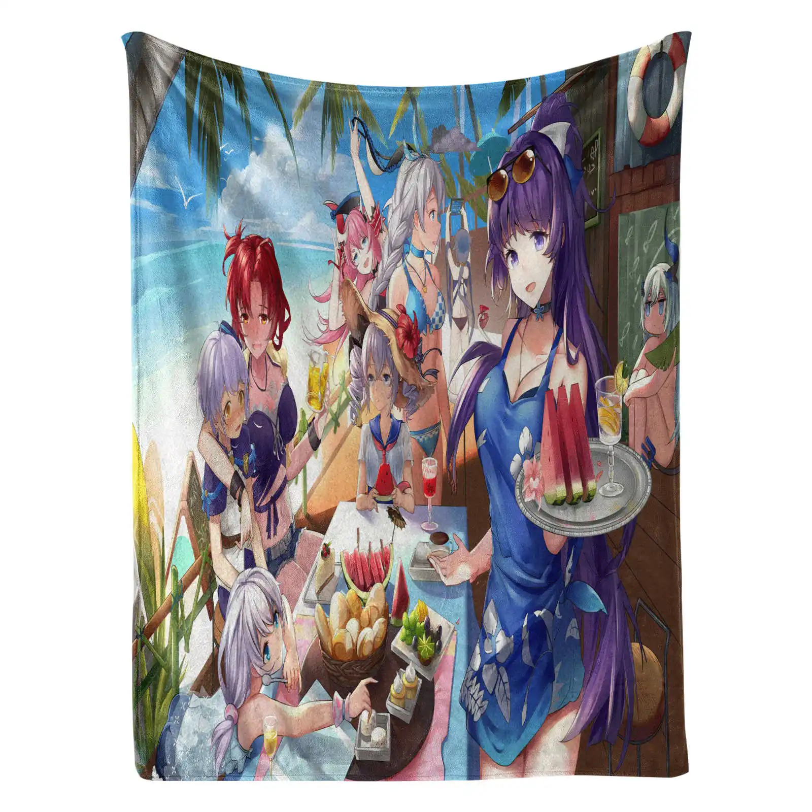 Azur Lane Kaga Flannel Blanket Cover Warmth Multifunctional Decorative Blanket 4