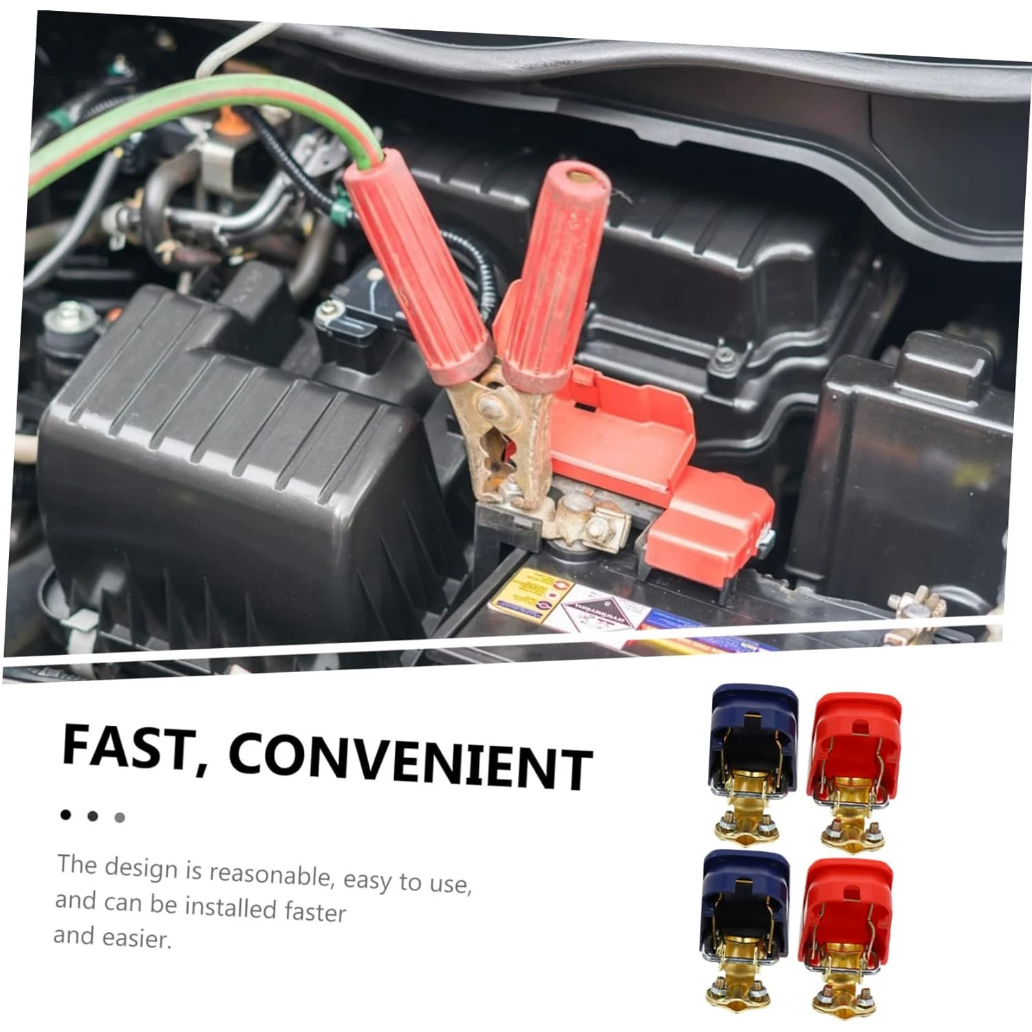 2Pcs Car Battery Terminal Connector 12V 24V Clamp Adjust Disconnect Top Post Cover Quick Release Tool