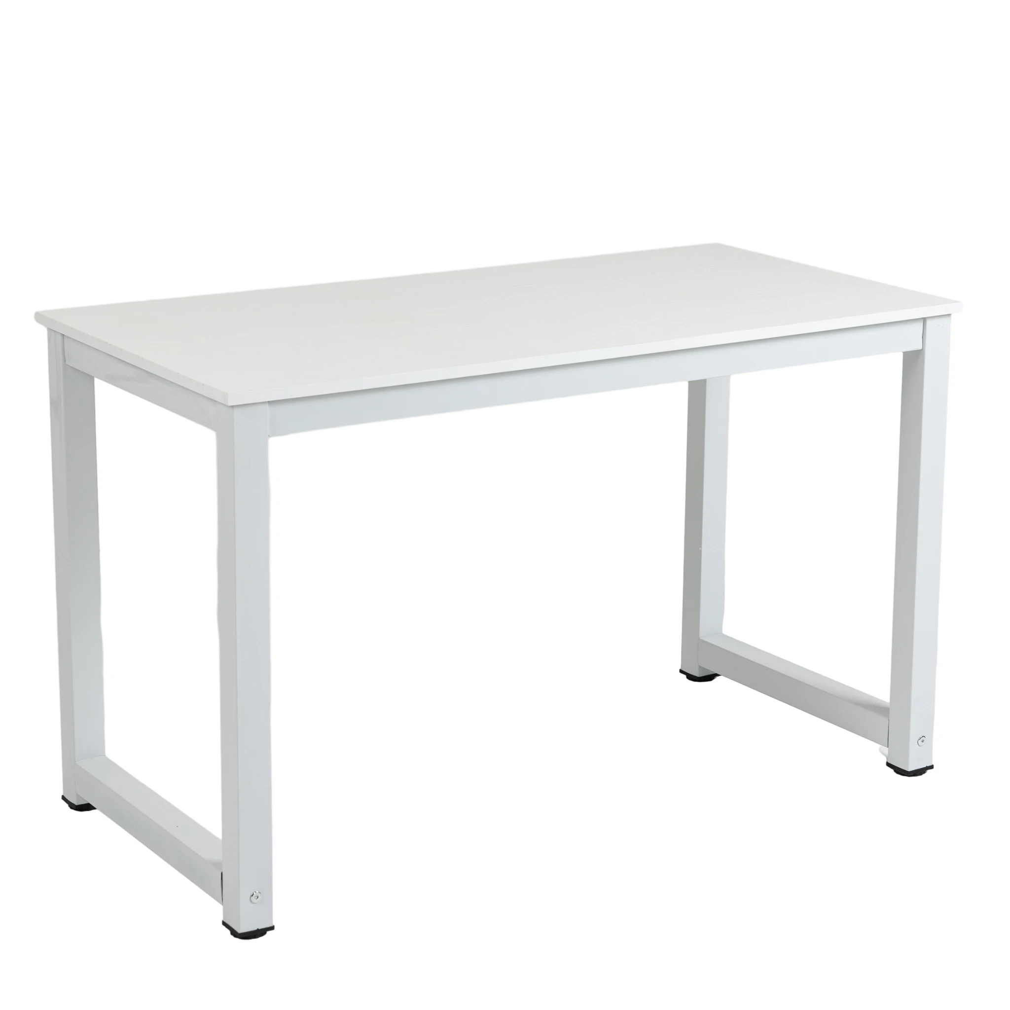 Bureau d'ordinateur moderne blanc 120x60cm, structure métallique robuste, poste de travail spacieux pour bureau à domicile, salle d'étude, table d'écriture pour PC et ordinateur portable