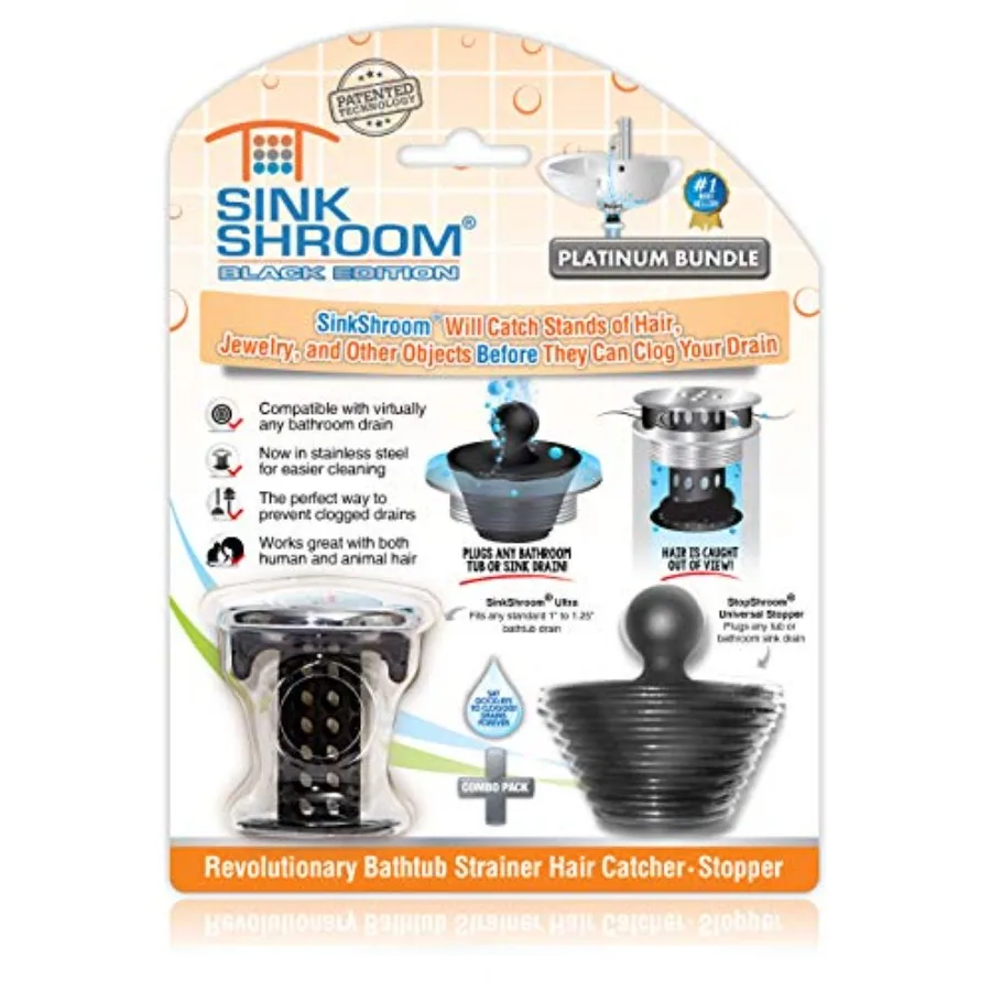 

Combo Edition Revolutionary Bathroom Sink Drain Protector Hair Catcher, Strainer, Snare, Plus StopShroom Stopper