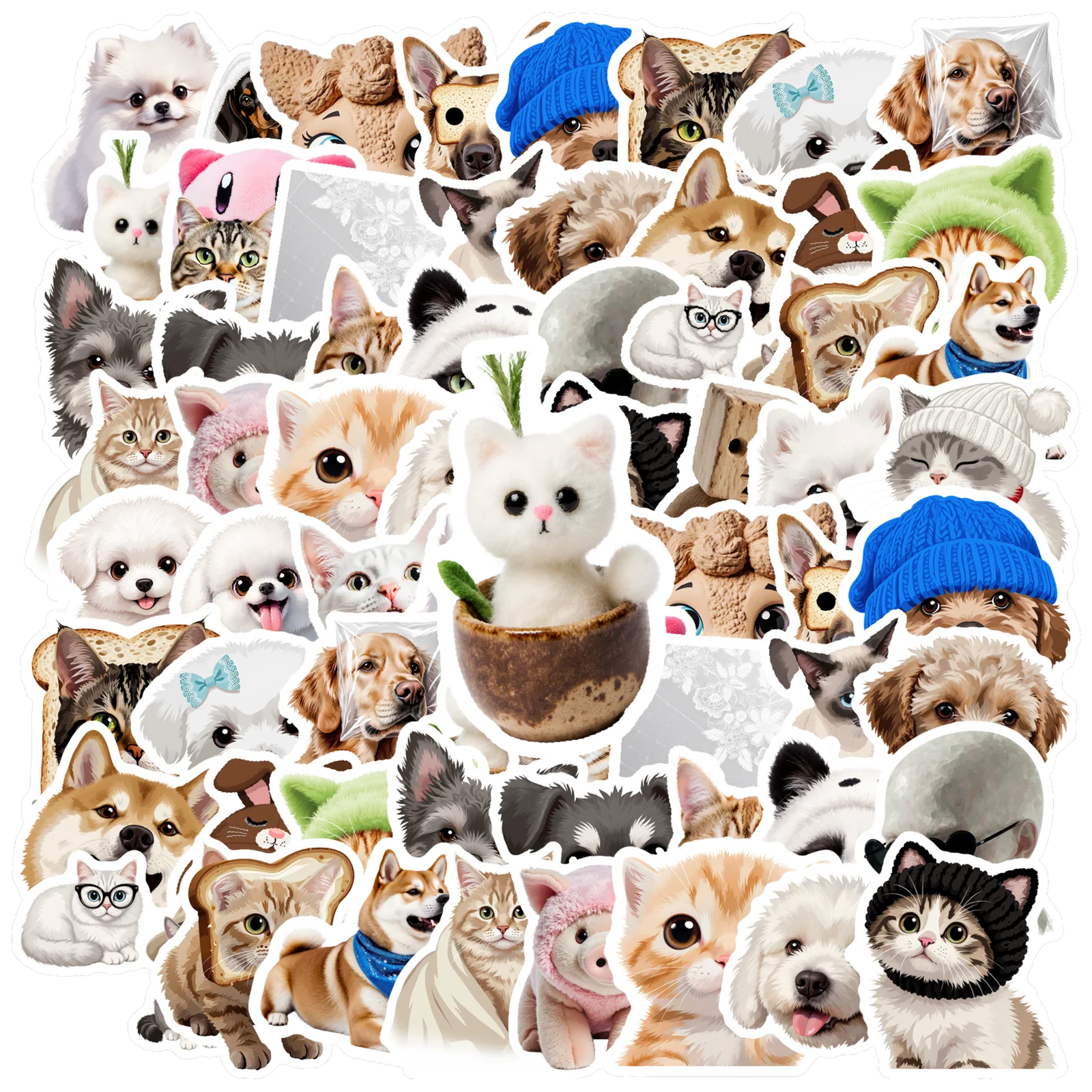 35pcs-50pcs Cartoon Cute Pets Stickers Cute Animals Stickers PVC Sticker For Laptop Luggage Scrapbook Diary