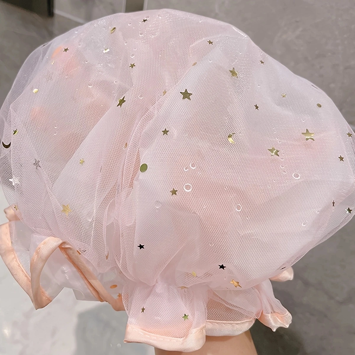 Waterproof Double-Layer Shower Cap Starry Sky Design Fashion Reusable Bathing Hat Kitchen Oil-proof Sanitary Hat