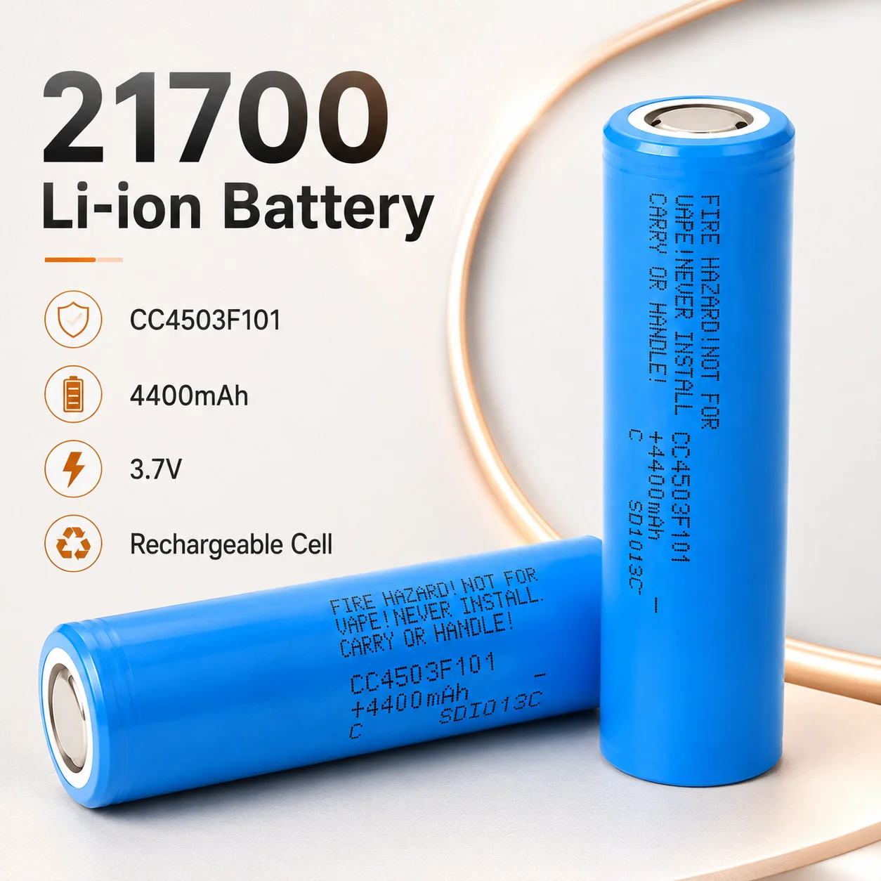 CC4503F101 21700 3.7V 4500mAh 45T Lithium Cell for DIY Battery Pack Flashlight Power Tools
