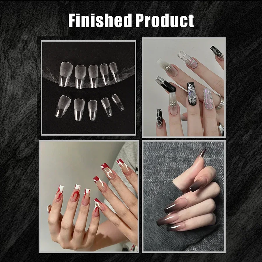 

2024 New Acrylic Detachable Press on Nails Ultra-thin Extended Transparent Classic False Nails Fashion Art Atmosphere DIY Patch