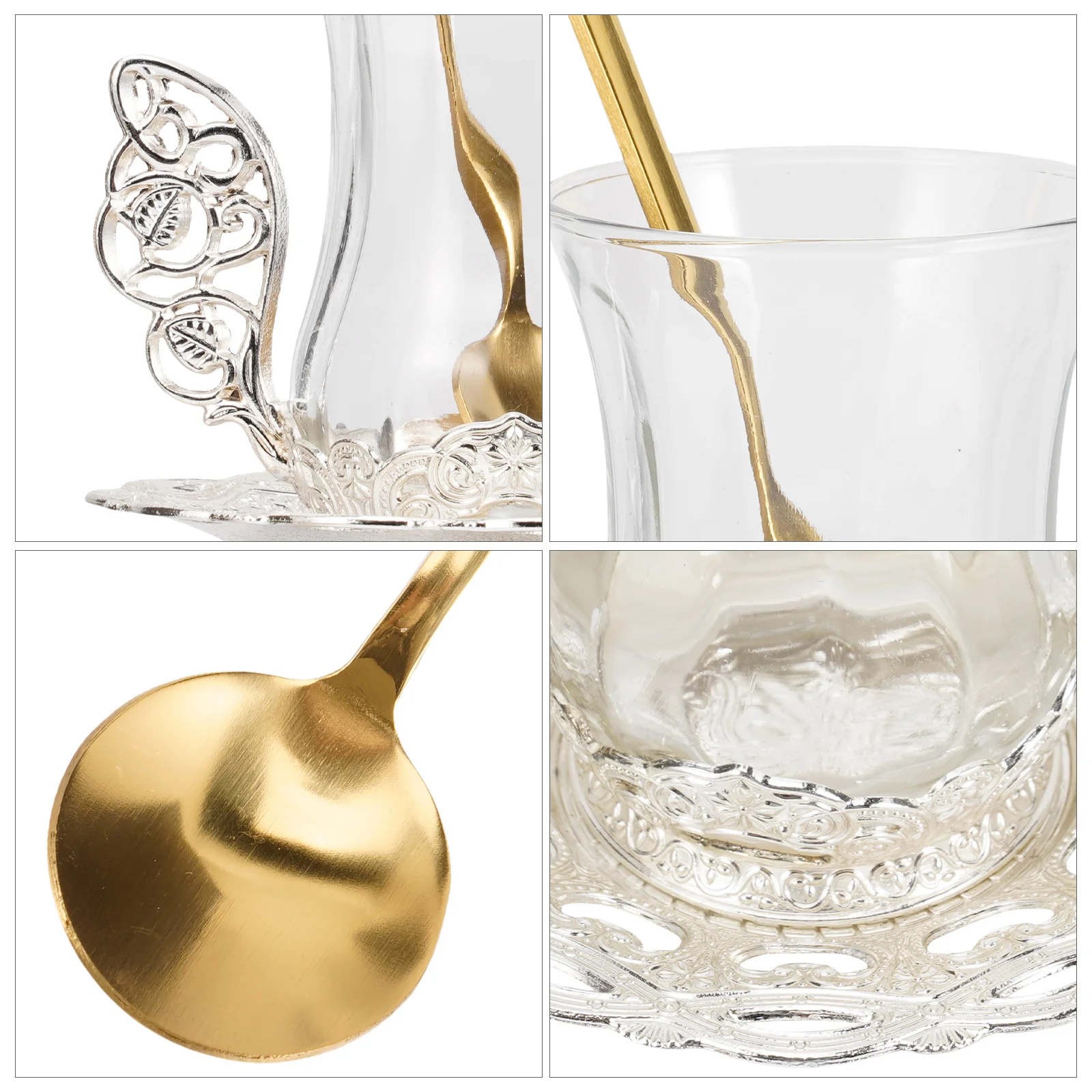 

1Set Coffee Cup Set Glass Premium Material Elegant Design Multi-Use for Home Office Cafe Tea Coffee Hot Chocolate Water Juice