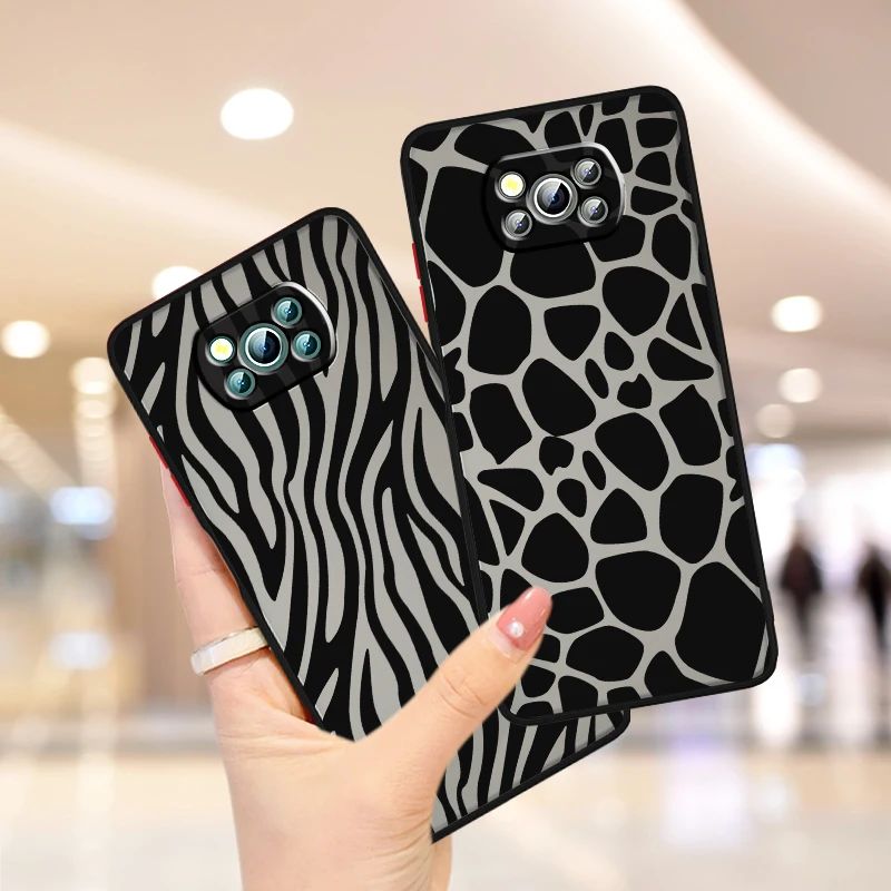 Speckle Stripe Art Black White Frosted Translucent For Xiaomi Mi Poco X5 X4 X3 M6 M5S M5 M4 M3 F5 F4 F3 GT Pro 5G Matte