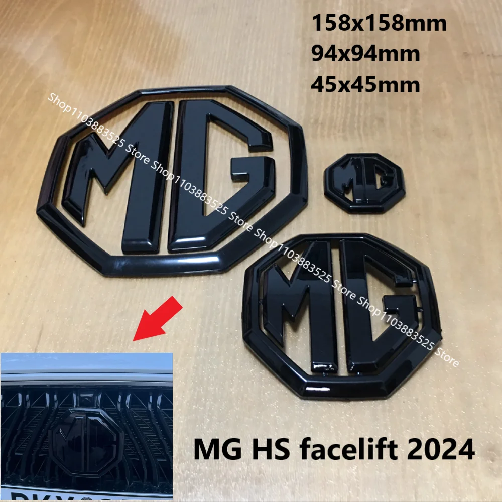 3pcs for MG HS Facelift 2024 Center Front Grille Emblem Rear Trunk Badge Shell Sticker Steering Wheel Sticker Shell Accessories
