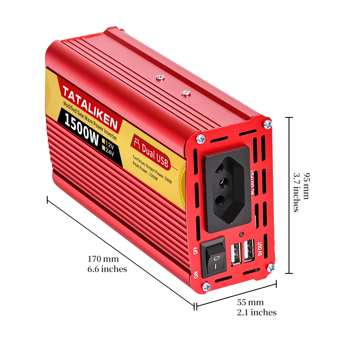 Inverter di potenza presa brasile 600W/1500W/2000W/2500W DC 12V/24V a AC 110V/220V convertitore caricabatteria da Auto portatile accessori Auto