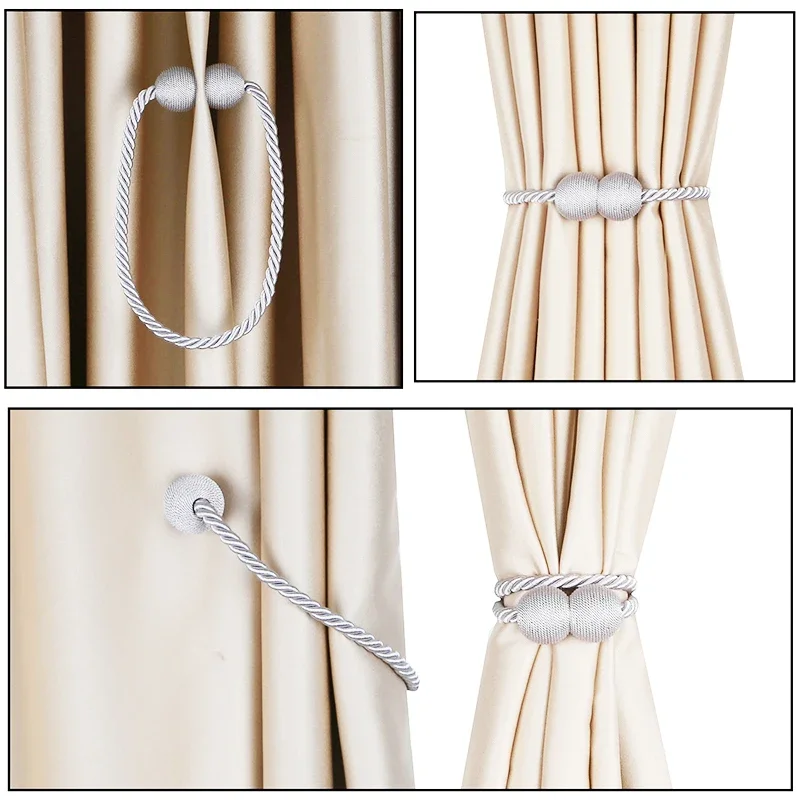 2PCS Magnetic Curtain Tieback Delicate Holders Tie Back Buckle Clips Hanging Ball Buckle Tie Back Curtain Decor Accessories