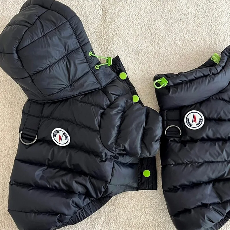 Black Winter Dog Clothes Pet Thickened Cotton Coat Teddy Letter Print Down Jacket Small Dog Yorkshire Warm Coat XS-XL