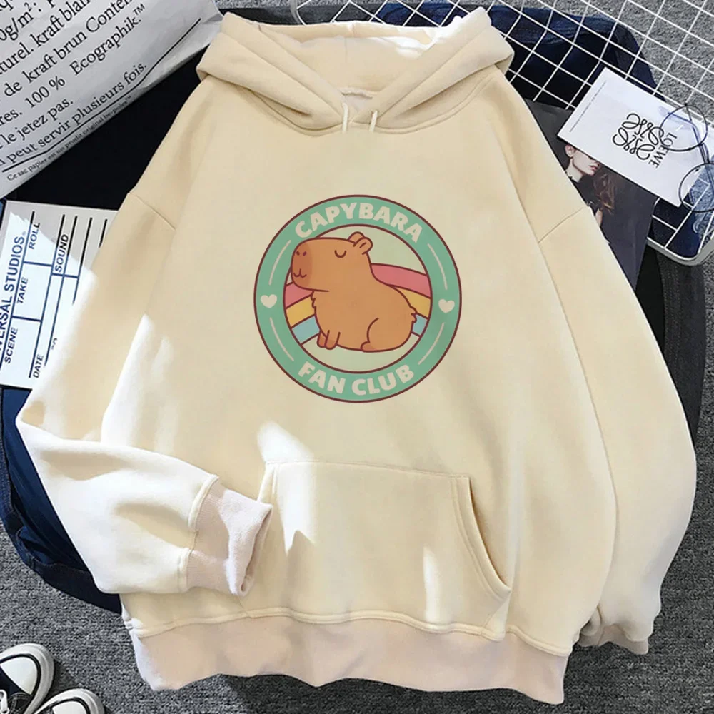 Capybara Hoodies Women Korean Style Aesthetic Fleece Pullover Winter Graphic Funny Hooded Shirt Female Korean Style Hoody