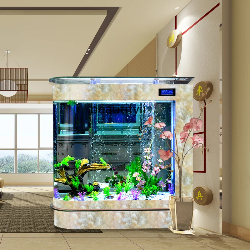 Fish Tank Aquarium Large Fish Globe 1.2 M 1.5 M Partition Ecological Glass Fish Tank Bar Customization