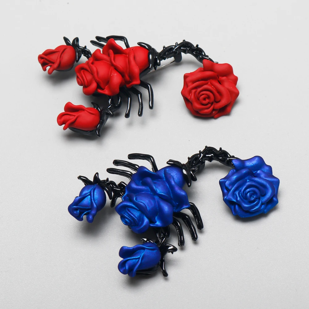 

Fashion Scorpion Rose Brooch Unisex Clothes Backpack Lapel Pin Metal Jewelry Drop Oil Scorpion Rose Alloy Brooch