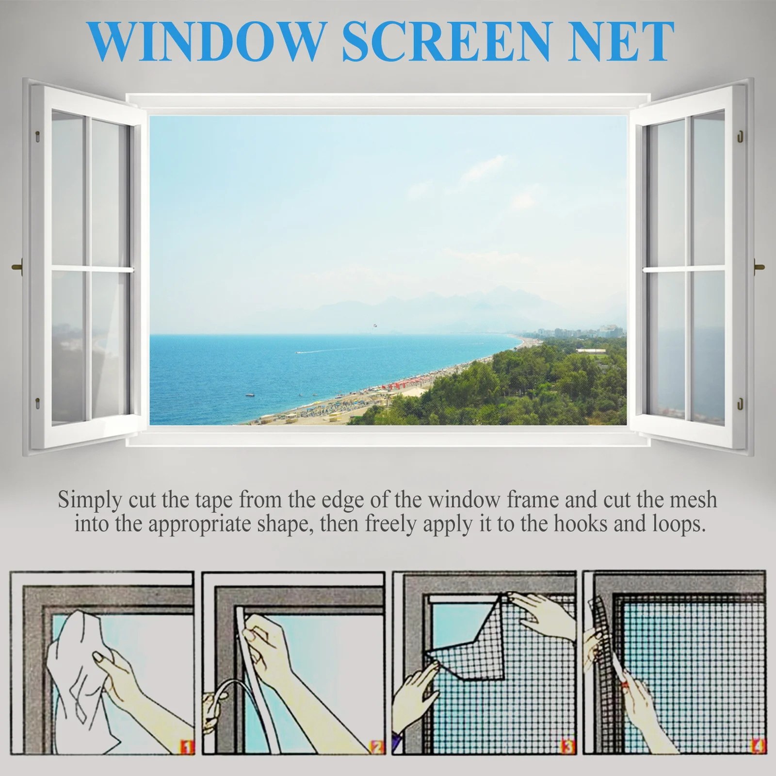 

4Pcs Portable Self-Adhesive Window Netting Easy to Install Keeps Spiders Self-Adhesive Net