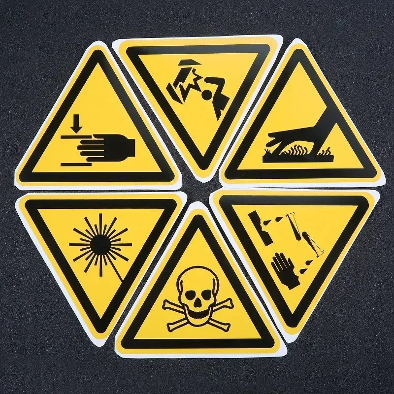 5Pcs Warning Sticker Toxic/Laser Sign Safety Labels Water-Proof Oil-Proof Tear-Resistant Warning Tags Wall Machine Sticker