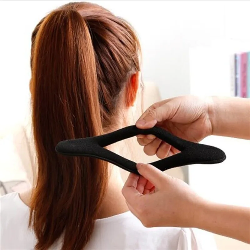 Multi size Sponge Black Hair Styling Donut Bun Curler Maker Ring Magic Foam Donut Twist Tool Hair Clip
