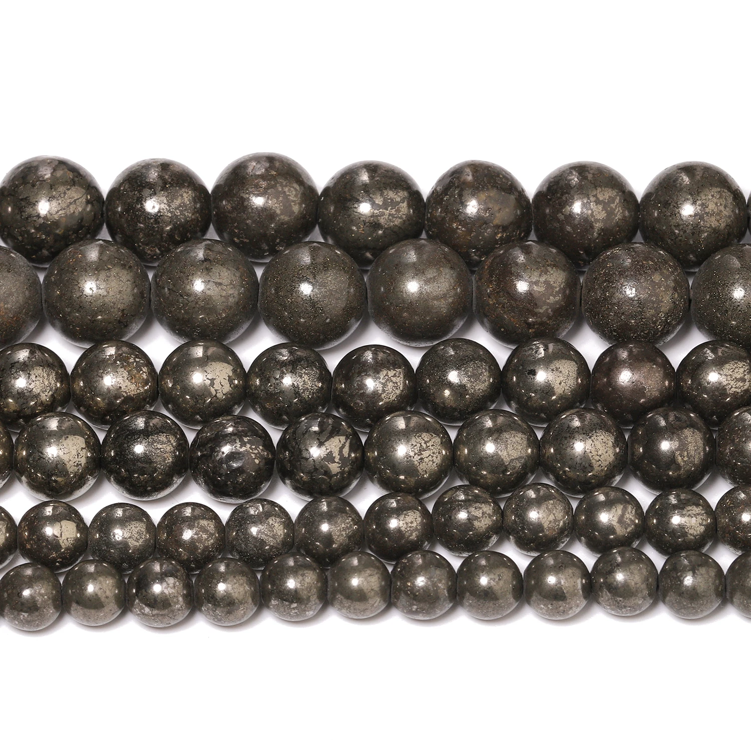 Wholesale Natural Pyrite Stone Beads 4 6 8mm Round Loose Spacer Beads for Jewelry Making Diy Bracelet Beading Accessories